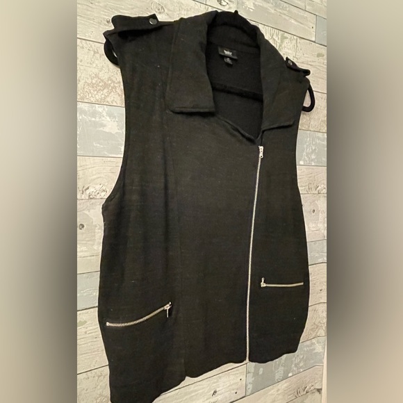 Charcoal Gray Asymmetrical Zipper Vest w/ 2 Useable Zip Pockets.  Sz L - Picture 5 of 6